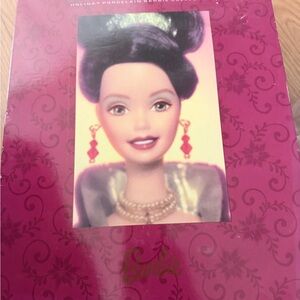 Barbie Glamorous red and gold 1997 holiday ball porcelain Barbie collection